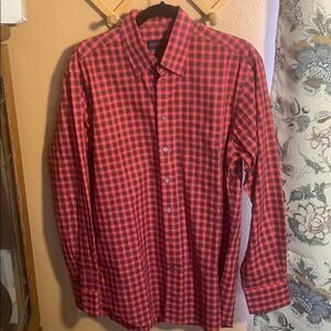 NWOT Scott Barber Red & Blue Plaid Long Sleeve Dress Shirt Size Medium